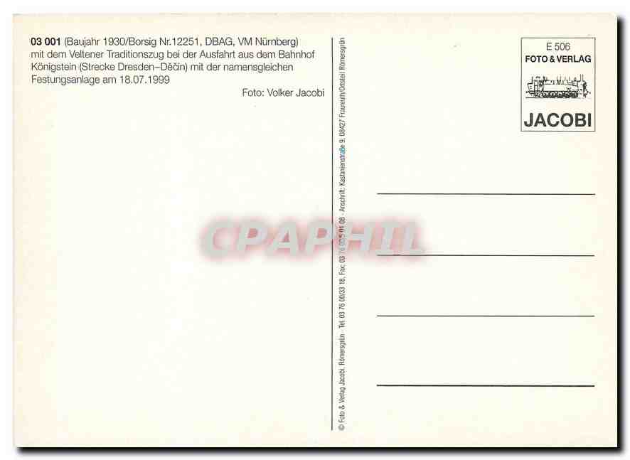CPM 03 001 mit dem Veltener Traditionszug  — Verso