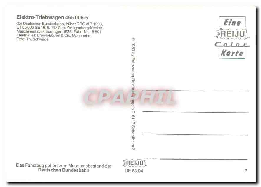 CPM Elektro Triebwagen 465 006 5  — Verso