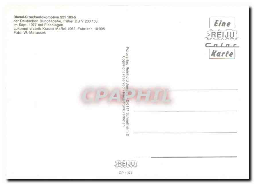 CPM Locomotive 221 103 5  — Verso