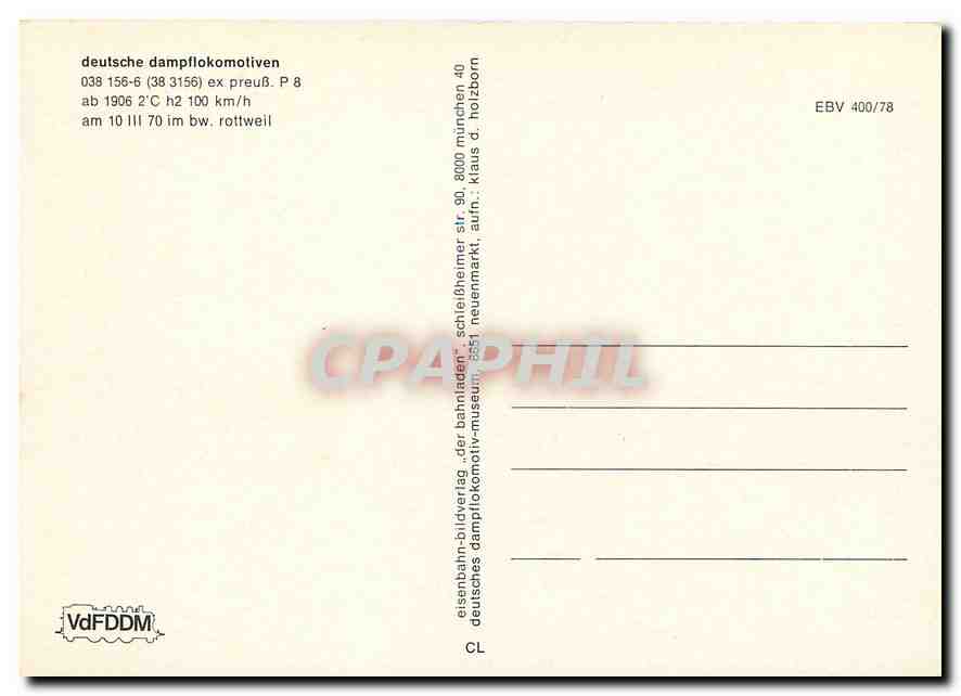CPM Locomotive 038 156 6  — Verso