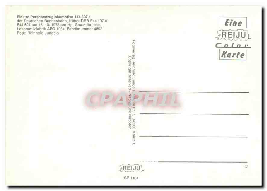CPM Locomotive 144 507 1  — Verso