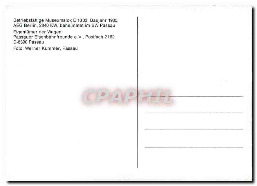 CPM Betriebsfahige Museumslok E 1803  — Verso