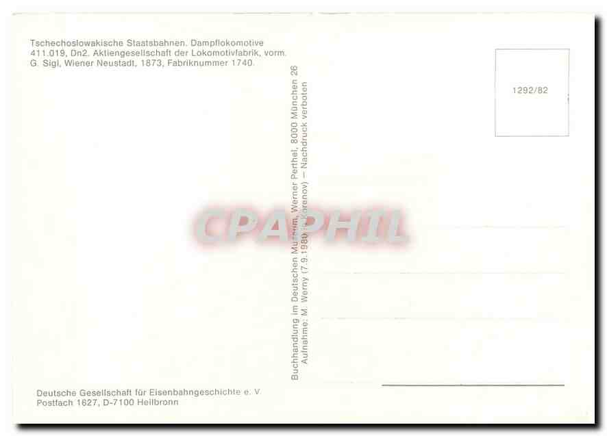 CPM Locomotive 411 019 Dn2  — Verso