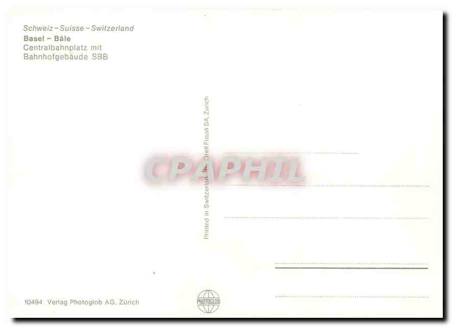 CPM Switzerland Basel Centralbahnplatz mit  — Verso