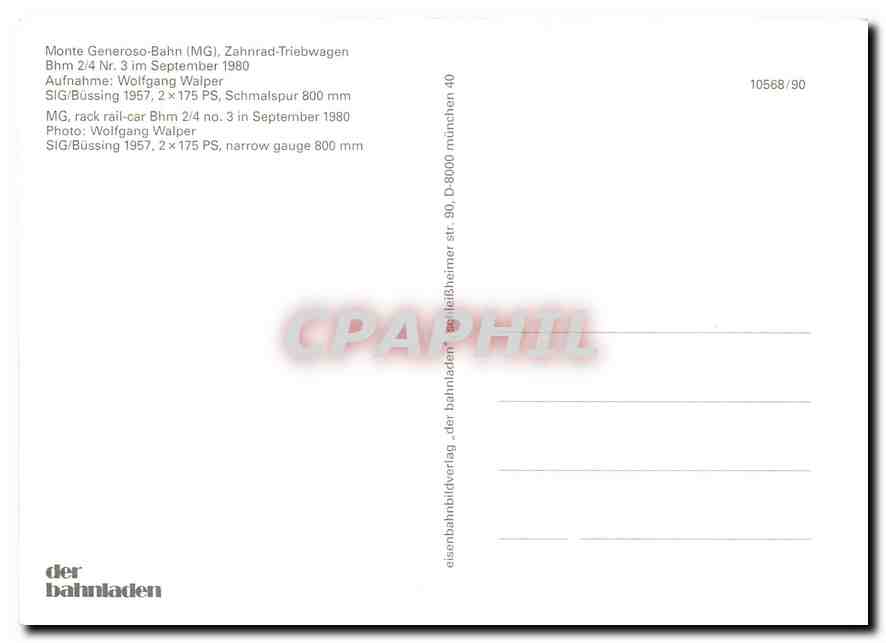 CPM Monte Generoso Bahn Zahnrad Triebwagen Bhm 2 4  — Verso