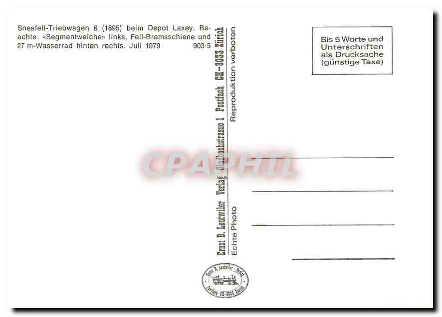 CPM Sneafell Triebwagen 6 beim Depot Laxey  — Verso