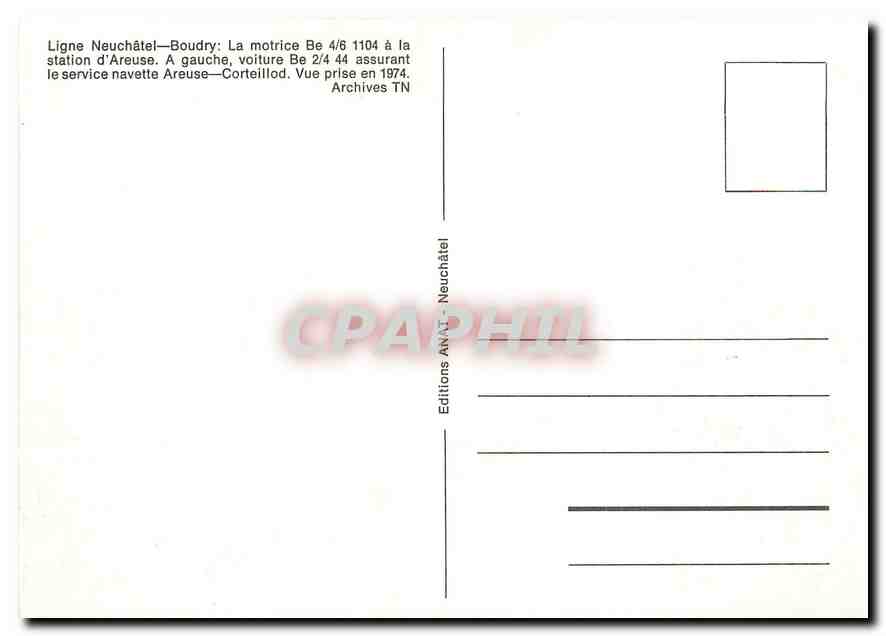 CPM Ligne Neuchatel Boudry La motrice Be 4 6 1104  — Verso