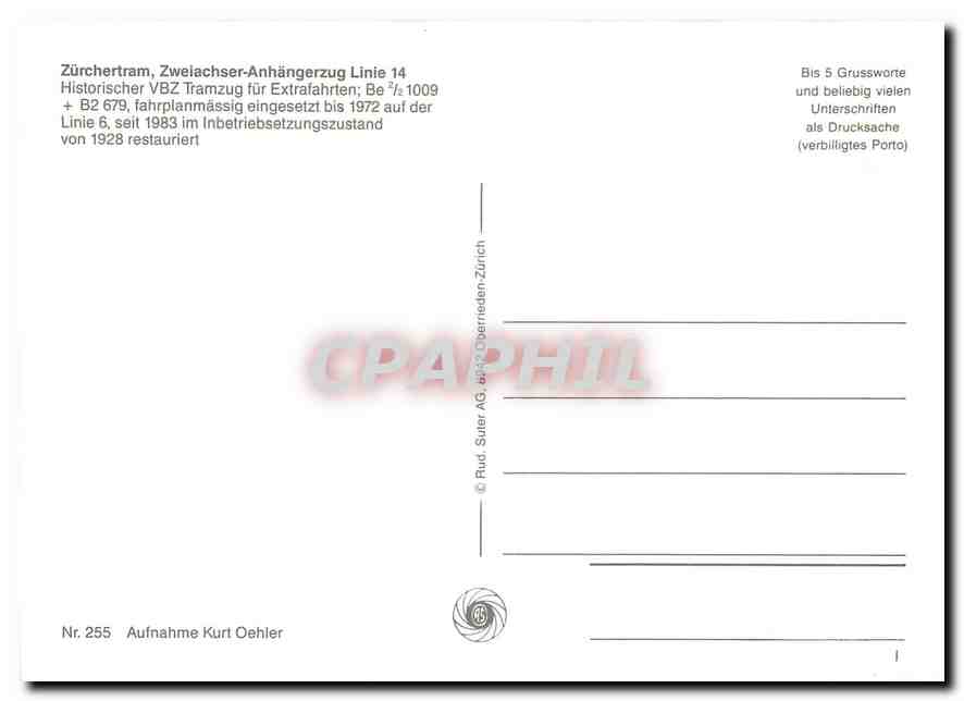 CPM Zurchertram Zweiachser Anhangerzug Linie 14  — Verso
