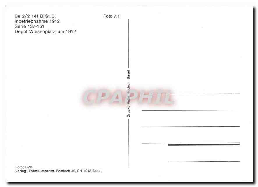 CPM Tram Be 2 2 141 B St B Inbetriebnahme 1912  — Verso