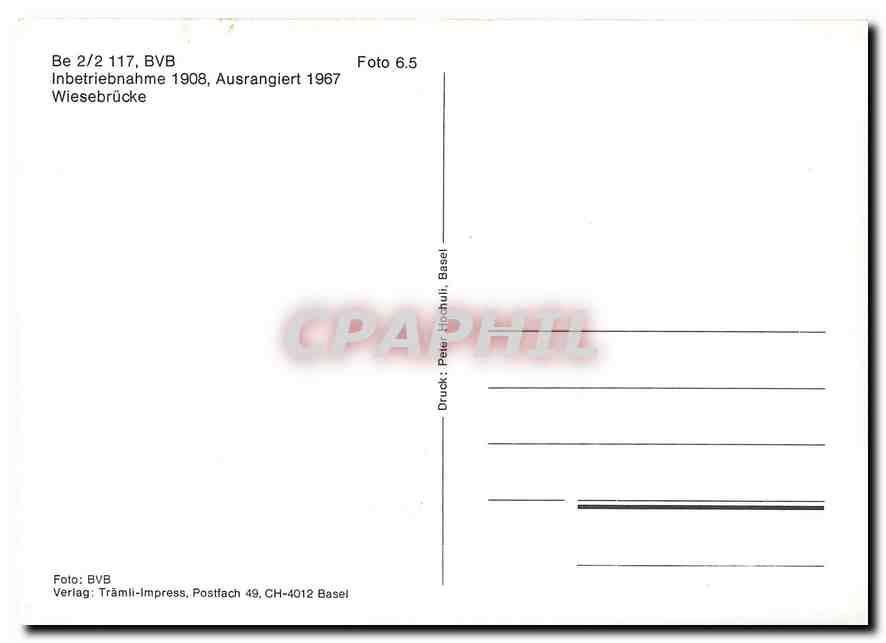 CPM Tram Be 2 2 117 BVB  — Verso