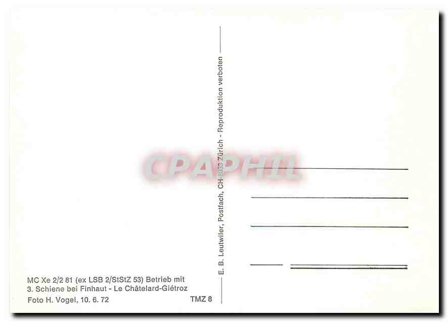 CPM Tram MC Xe 2 2 81 Ex LSB 2 StStZ 53 Le Chatelard Gietroz  — Verso