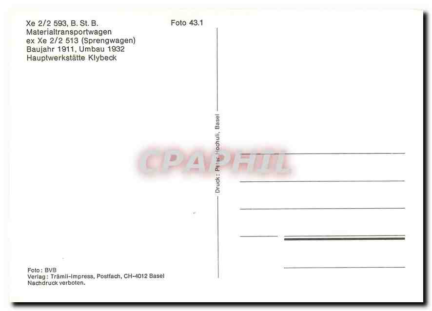 CPM Xe 2 2 593 B St B Materialtransportwagen  — Verso