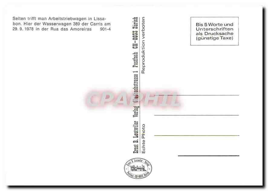 CPM Selten trifft man Arbeitstriebwagen in Lissabon  — Verso