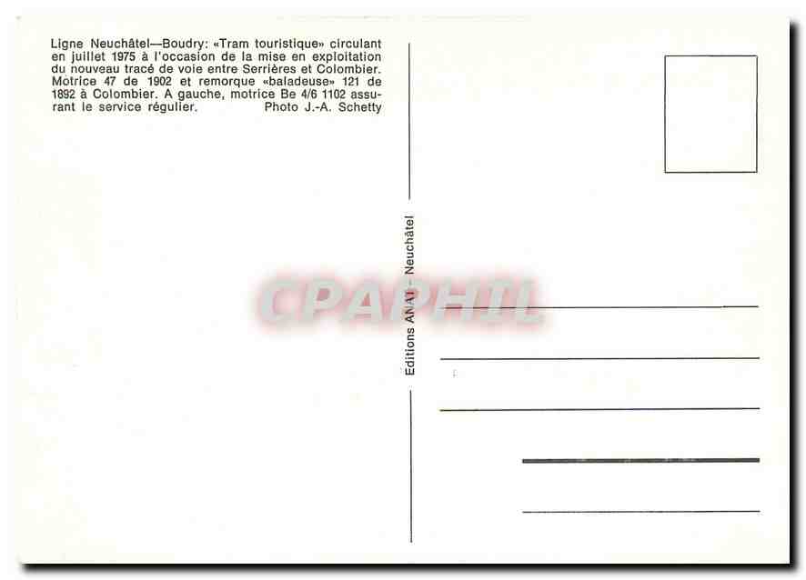 CPM Ligne Neuchatel Boudry Colombier Motrice 47  — Verso