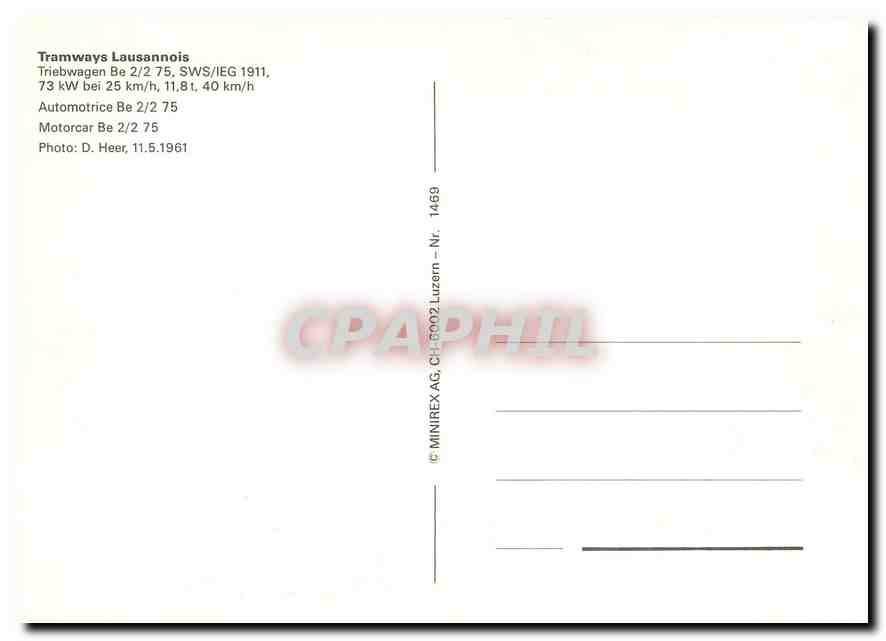 CPM Tramways Lausannois Motorcar Be 2 2 75  — Verso