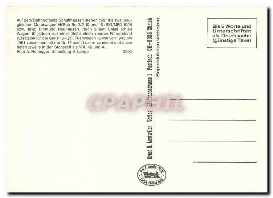 CPM Motorwagen VBSch Be 2 2 10 und 16  — Verso
