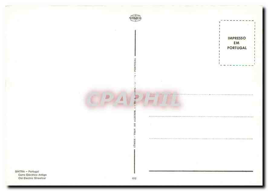 CPM Sintra Portugal Old Electric Streetcar  — Verso