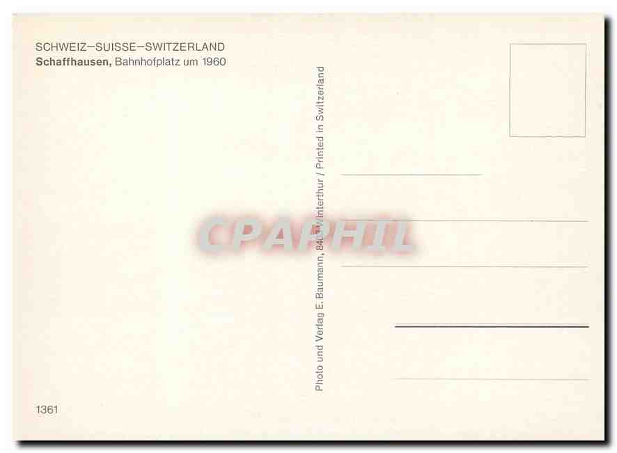 CPM Switzerland Schaffhausen Bahnhofplatz um 1960  — Back
