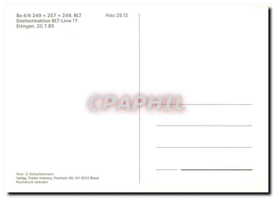 CPM Tram Be 4 6 249 257 248 BLT Dreifachtraktion BLT Linie 17  — Rückseite