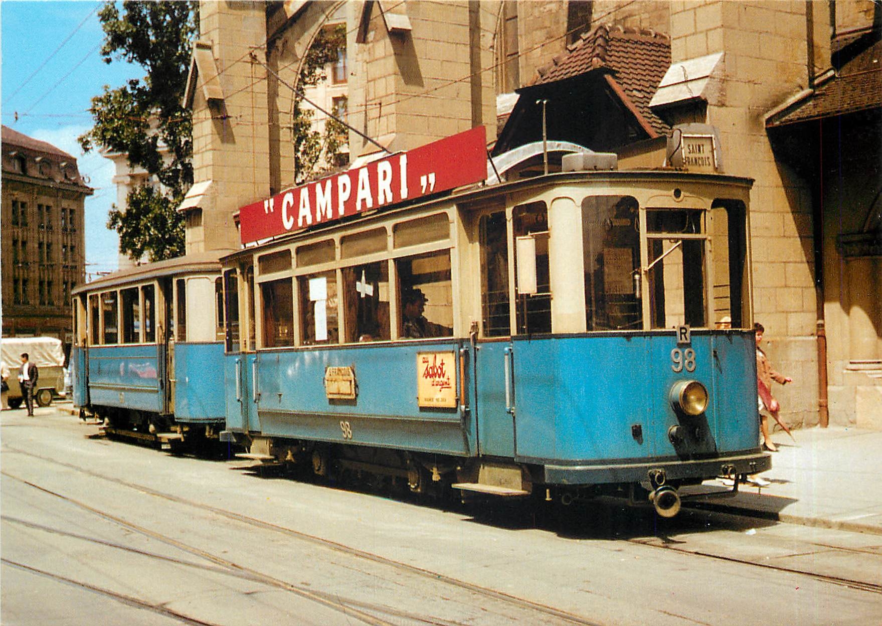 CPM Tramway of Lausanne electric tramcar Ce 2 2 98 at St Francois 