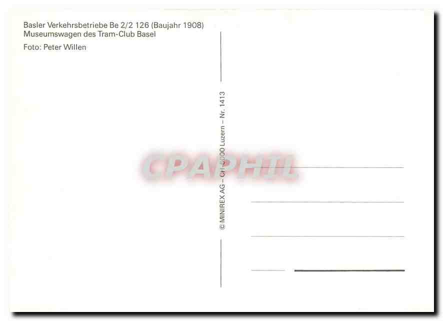 cPM Basler Verkehrsbetriebe Be 2 2 126 Museumswagen des Tram Club Basel  — Back