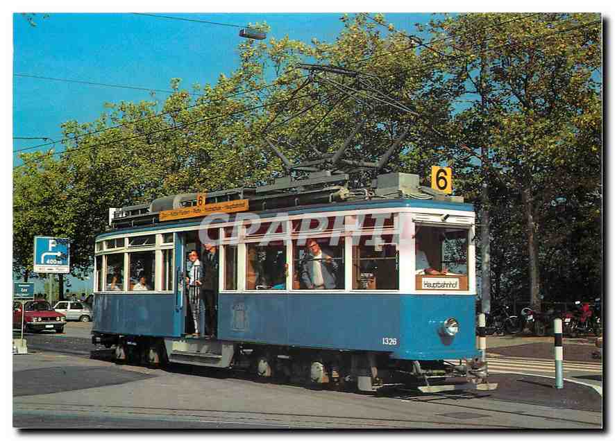 cPM Zurchertram Vierachstriebwagen Linie 6 Be 4 4 1326 