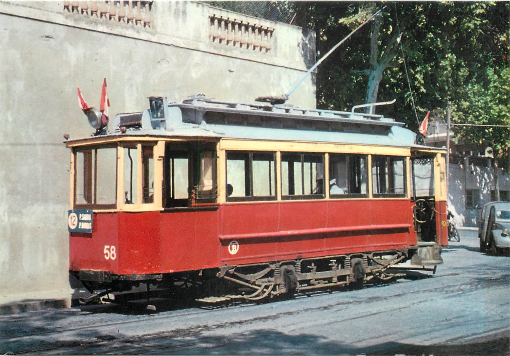 cPM Tram vies de Barcelona Cotxe 58 serie 1 a 124 