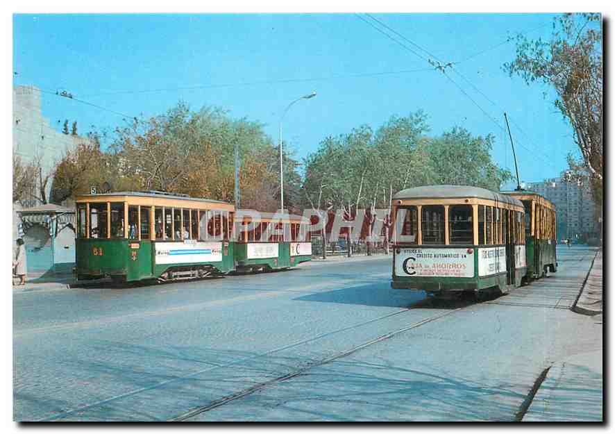 cPM Los tranvias de Zaragoza Cruce de dos coches motores 