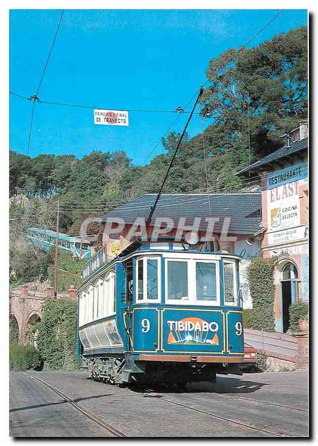cPM Tramvia Blau Funicular Tibidabo Barcelona 