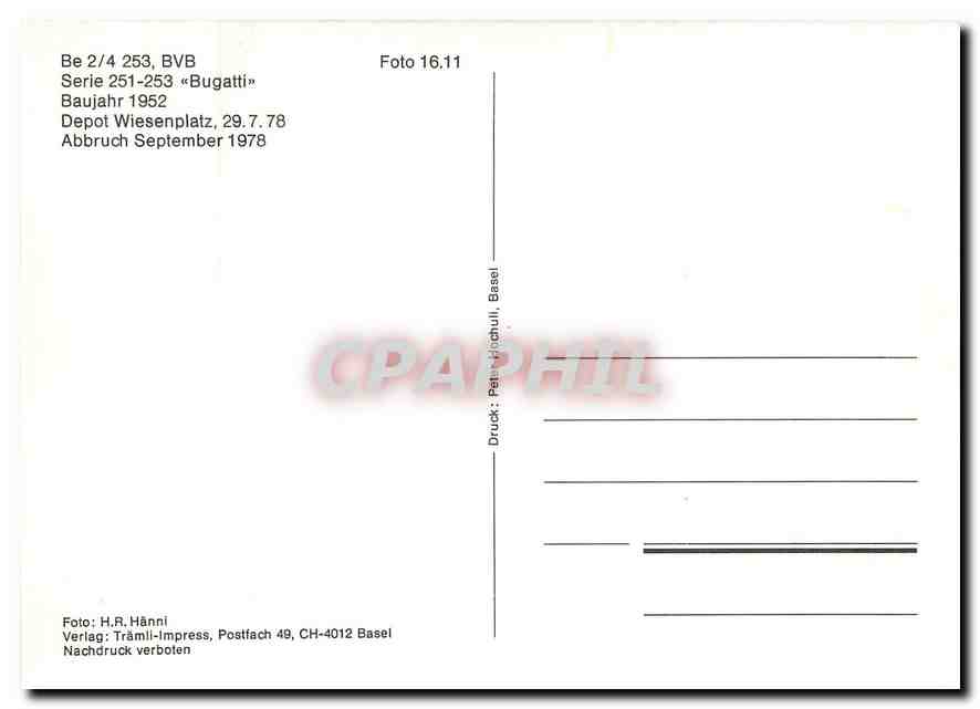 CPM Tram Be 2 4 253 BVB  — Verso