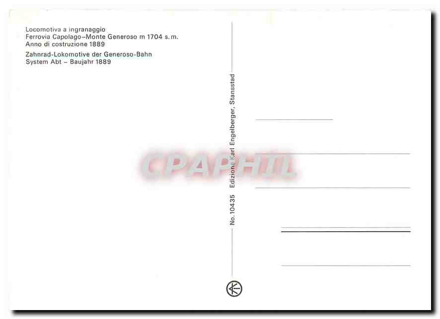 CPM Zahnrad Lokomotive der Generoso Bahn  — Verso