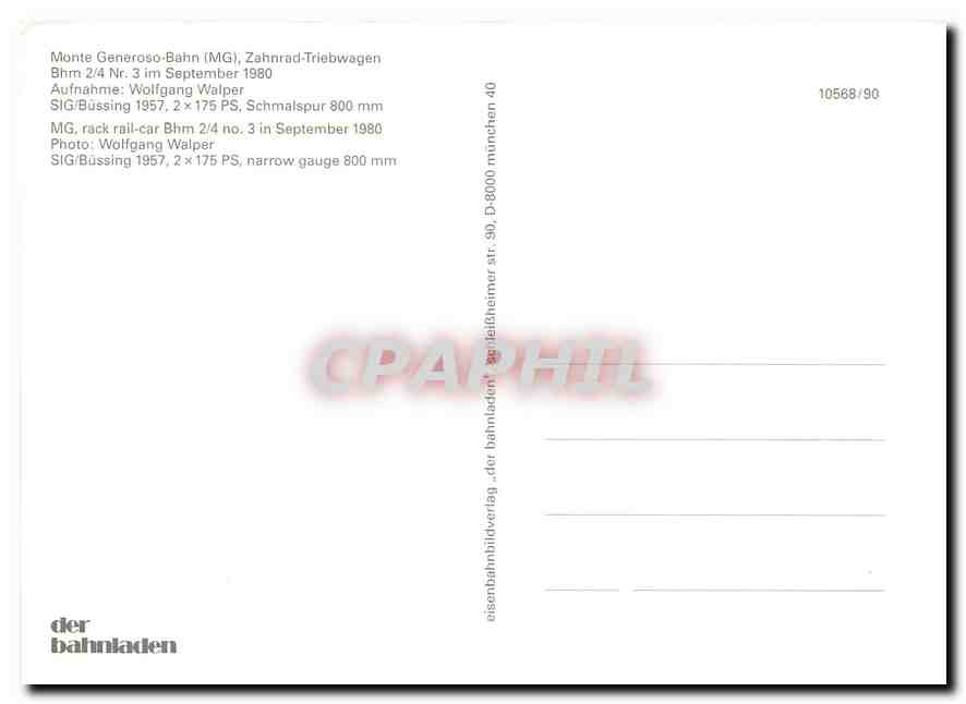 CPM Monte Generoso Bahn rack rail car Bhm 2 4 no 3  — Verso