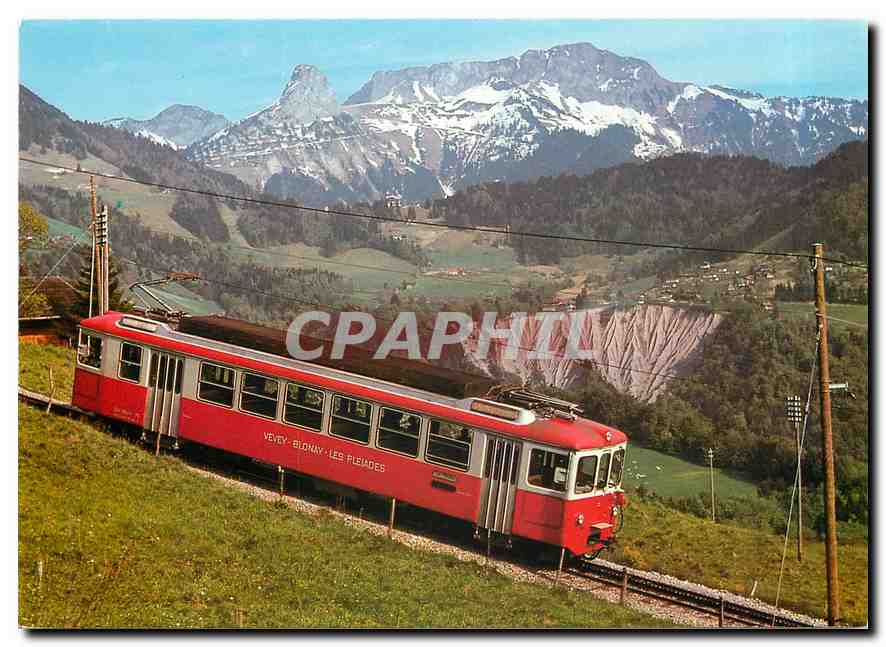 CPM Chemins de fer Electriques Veveysans Electric rack railcar BDe 24 73 near Fayaux 