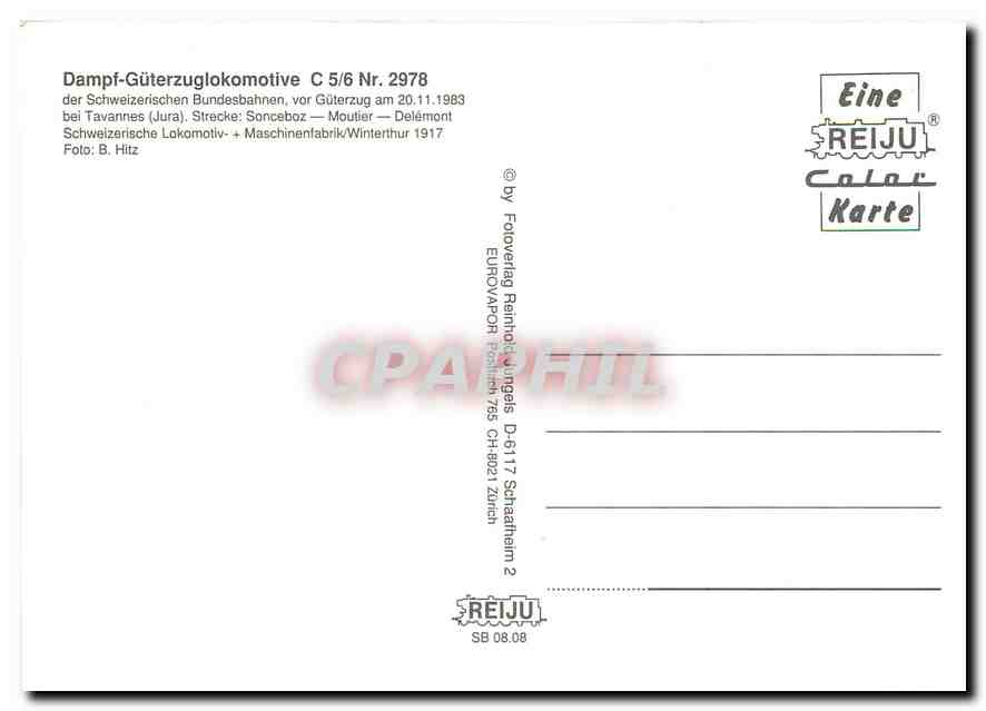 CPM Locomotive C 5 6 Nr 2978  — Verso