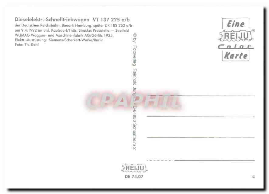 CPM Dieselelektr Schnelltriebwagen VT 137 225 ab — Verso
