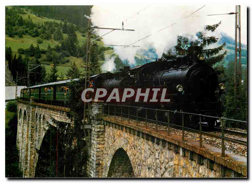 CPM Dampfextrazug der Rhatischen Bahn auf dem Soliser Viadukt 