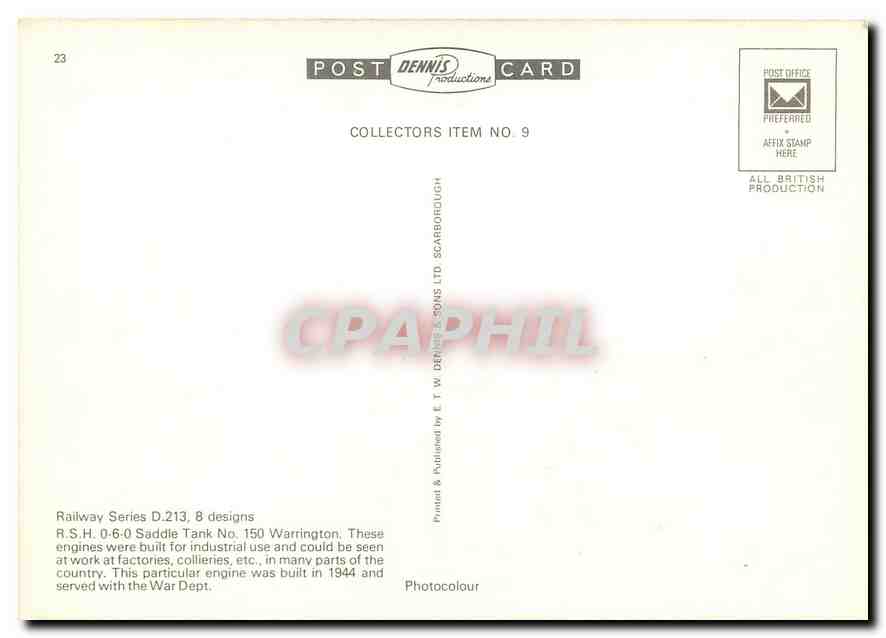 CPM RSH 0 6 0 Saddle Tank no 150 Warrington  — Verso