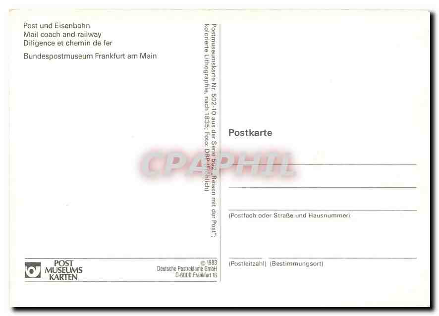 CPM Mail coach and railway  — Verso