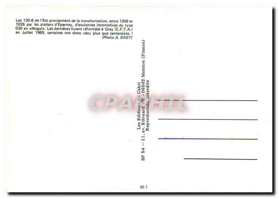CPM Locomotive du type 030 en Mogul  — Verso