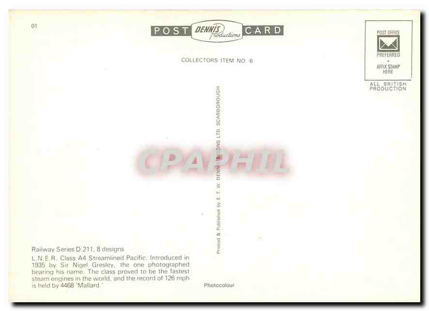 CPM LNER Class A4 Streamlined Pacific  — Verso