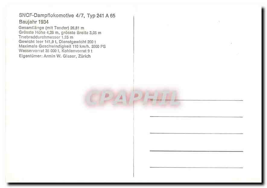 CPM Locomotive 4 7 Typ 241 A 65  — Verso