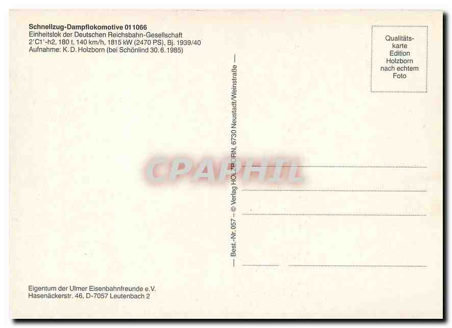CPM Locomotive 01 1066  — Verso