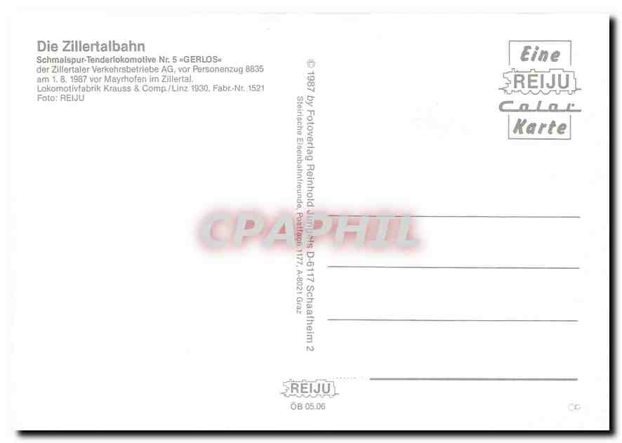 CPM Locomotive Nr 5 Gerlos  — Verso