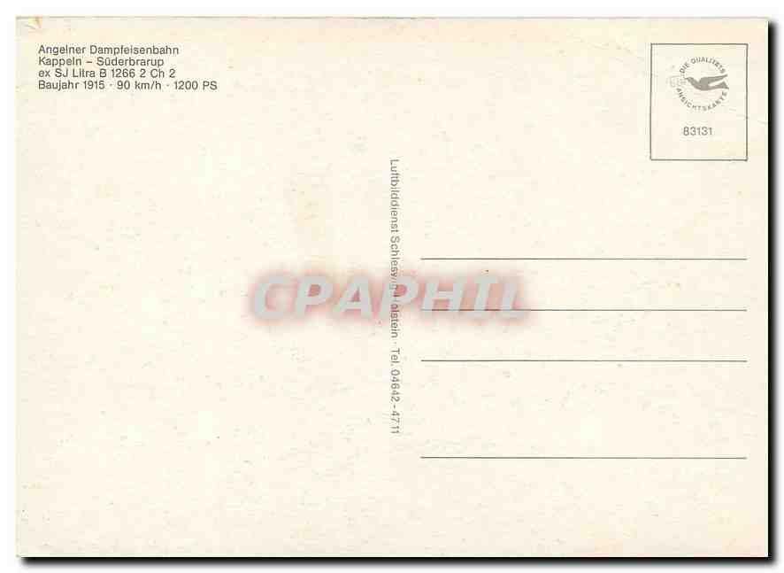 CPM Angelner Dampfeisenbahn Kappeln Suderbrarup  — Verso
