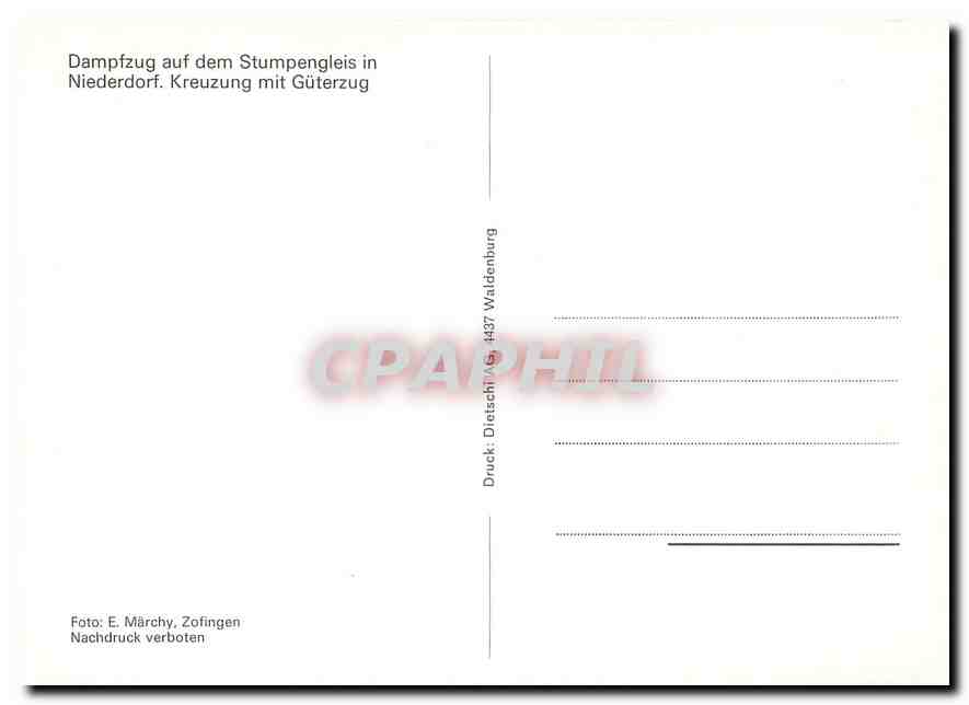 CPM Dampfzug auf dem Stumpengleis in Niederdorf  — Verso