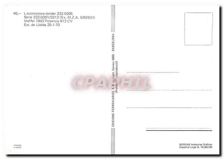 CPM Locomotora tender 232 0205  — Verso