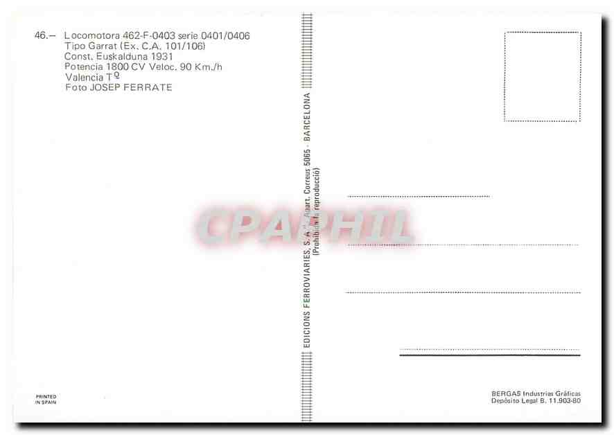 CPM Locomotora 462 F 0403  — Verso