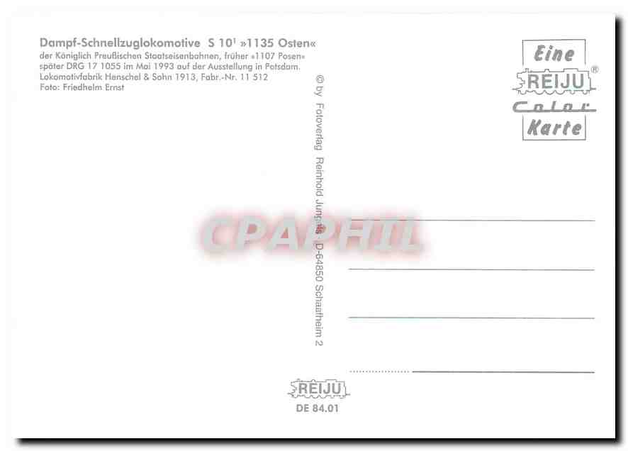 CPM Locomotive S 10 1135 Osten  — Verso