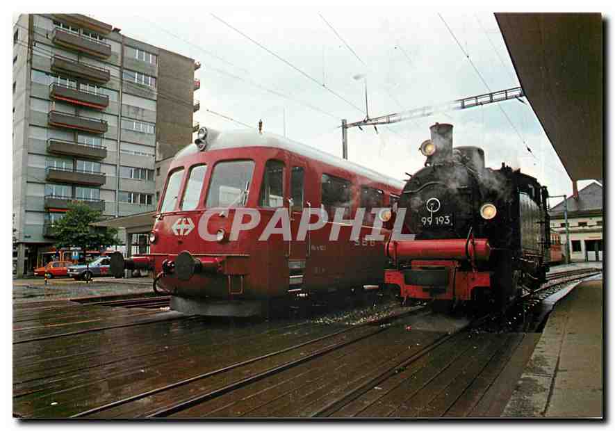CPM Chemin de fer touristique Blonay Chamby Region Montreux Vevey Suisse En gare de Bulle GFM la 991