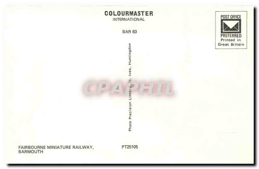 CPM Fairbourne Miniature Railway Barmouth  — Verso